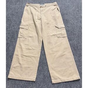 Y2K Breaker Cargo Pants Men's Large 36x30 Beige Wide Leg Cotton Baggy